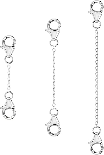 3 Pcs 925 Sterling Silver Necklace Extenders Gold Plated Durable Strong Removable Necklace Bracelet Anklet Extension Chain Extenders for Jewelry Making 1 2 3 Inch