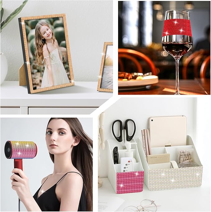 Rhinestone Ribbon Self-Adhesive Crystal Rhinestones – 12 Rolls, 12-Yard Bedazzling Strips for DIY Crafts and Crafting Projects