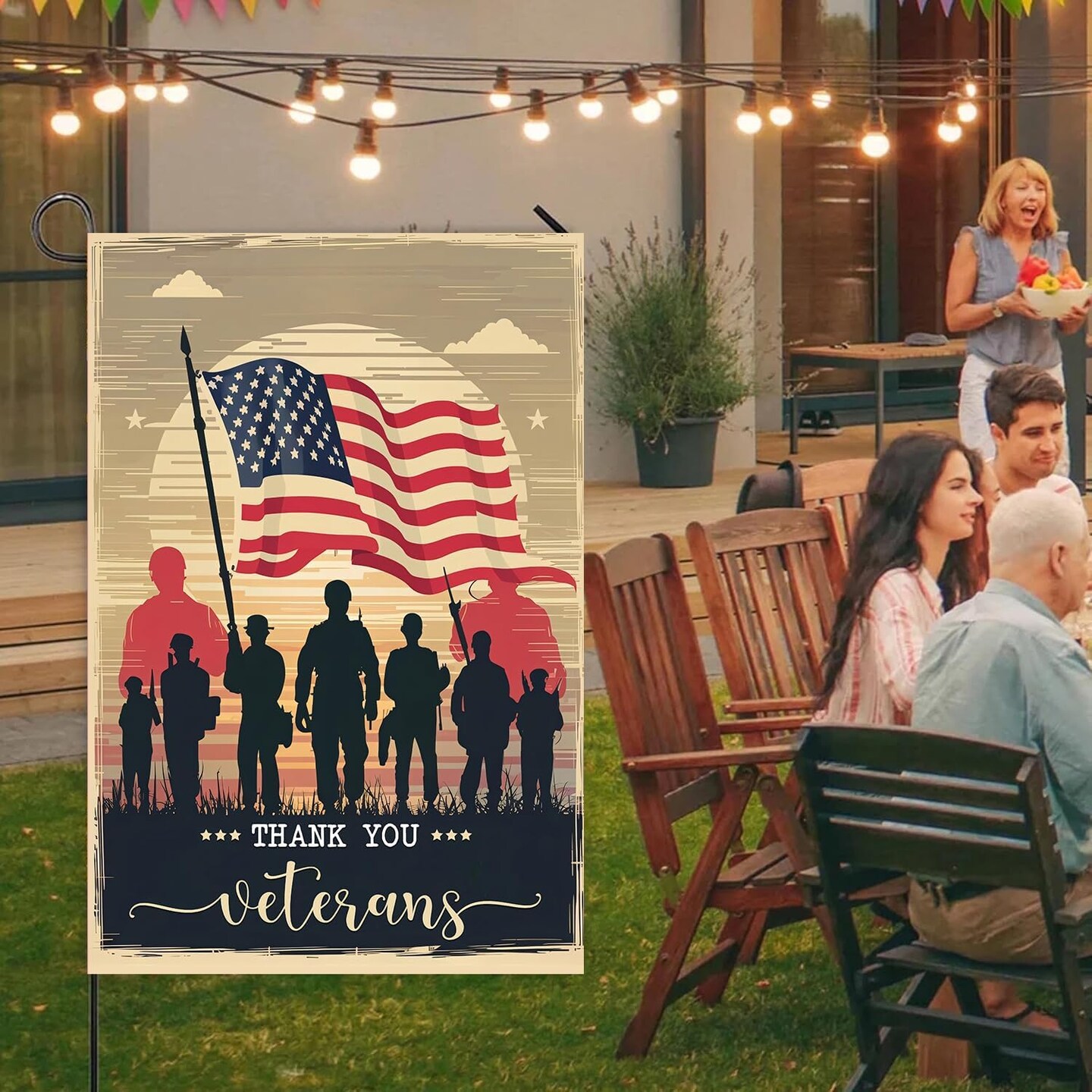Veterans Day Garden Flag - Double Sided, Thank You Veterans, Patriotic Decorations