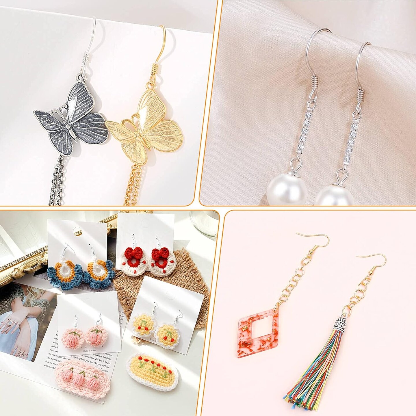 Hypoallergenic Earring Making Kit, modacraft 2000Pcs Earring Making Supplies Kit with Hypoallergenic Hooks, Earring Findings, Backs, Pins Jump Rings