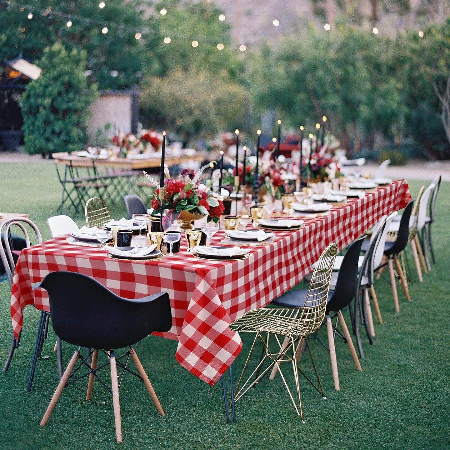 Red and White Checkered Tablecloth Rectangle - Stain Resistant, Waterproof and Washable Plaid Table Cloth for Picnic, Dinner and Kitchen, 60 x 120 Inch