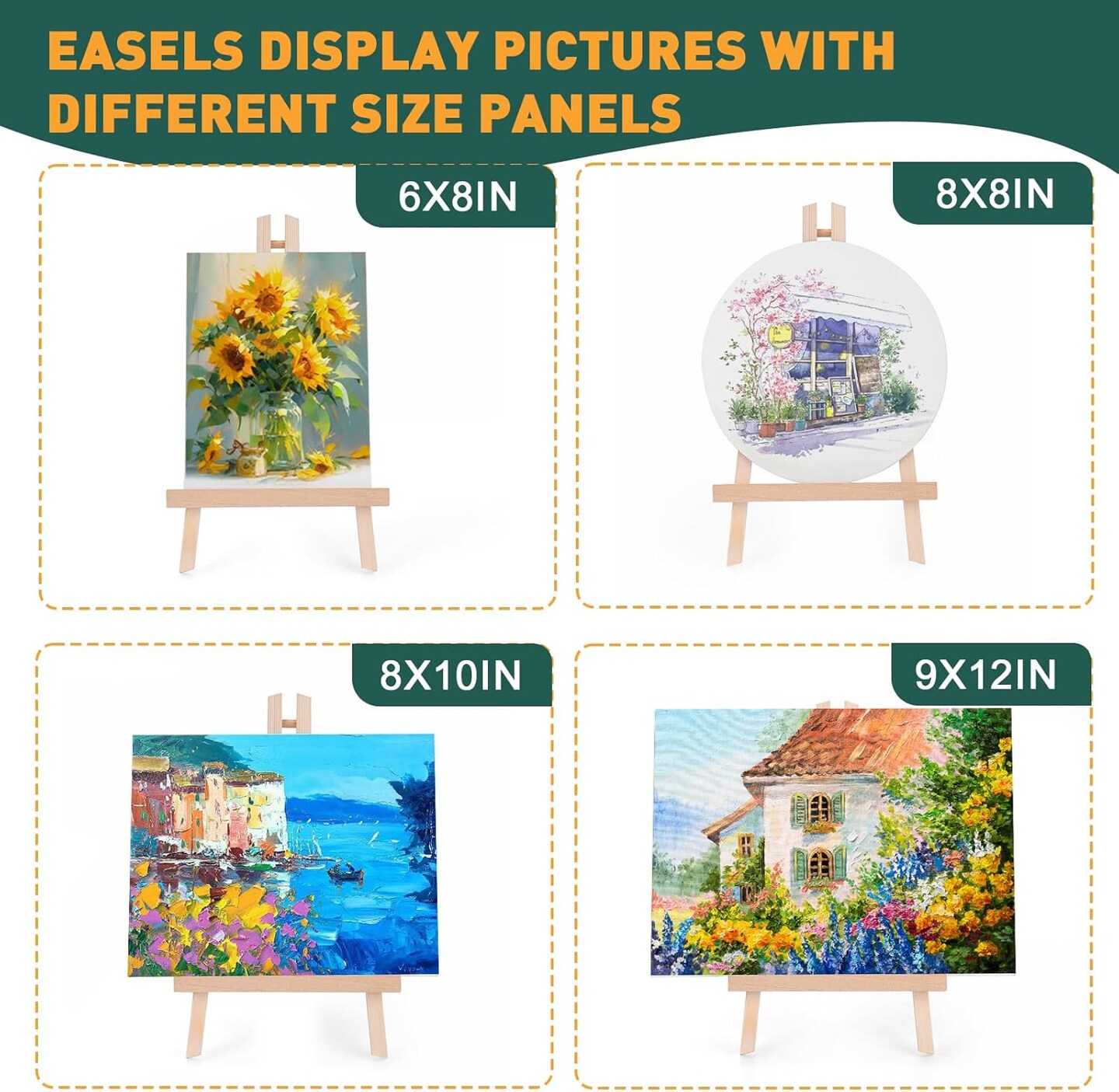 Acrylic Paint Canvas Set,52 Piece Professional Painting Supplies Kit with 2 Wood Easel,2 * 12Colors,2 * 10 Brushes,Circular Canvas Etc,Premium Paint Kit for Kids,Students, Artists and Beginner