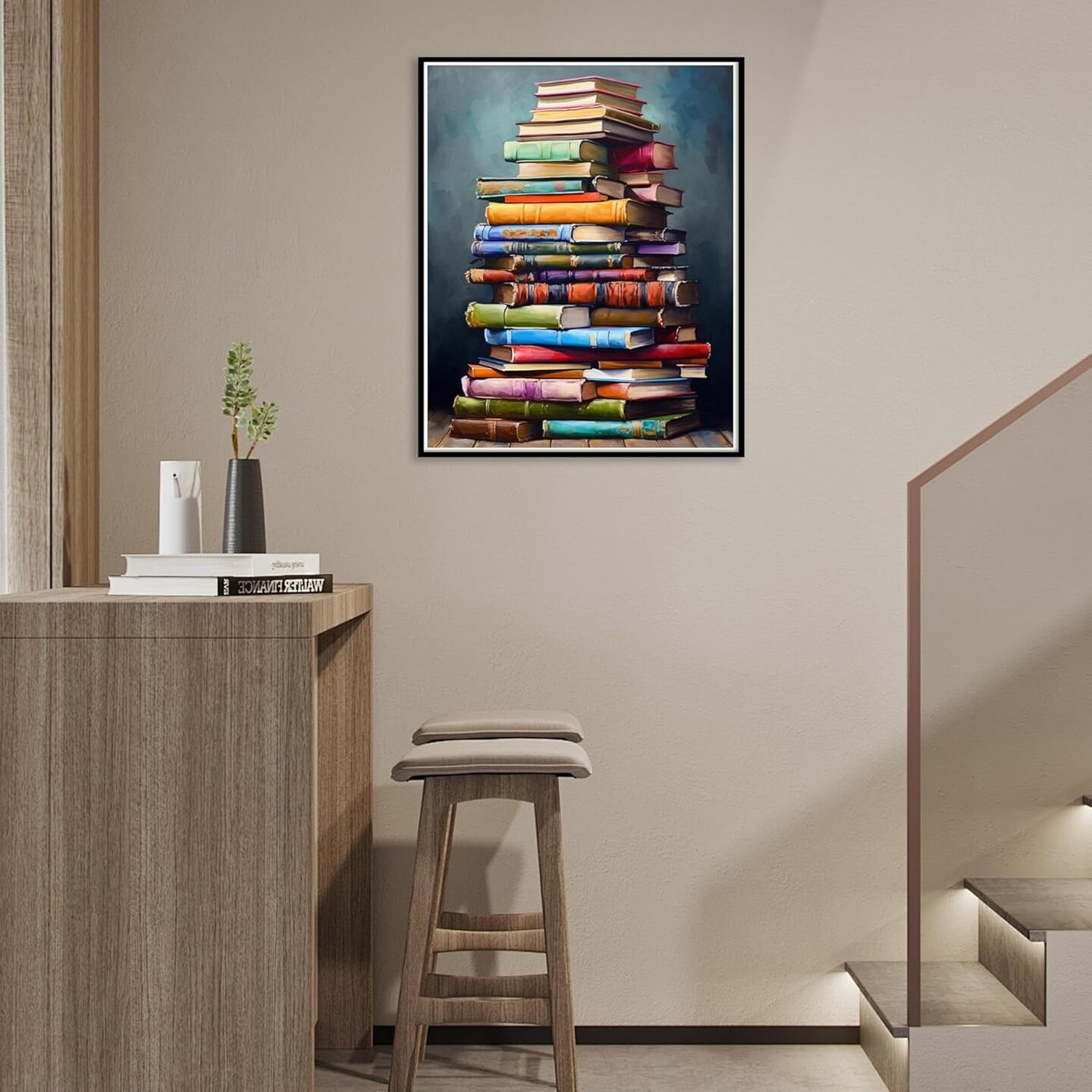 Ausanl Moon Paint By Numbes Famed Canvas With Wooden Easel