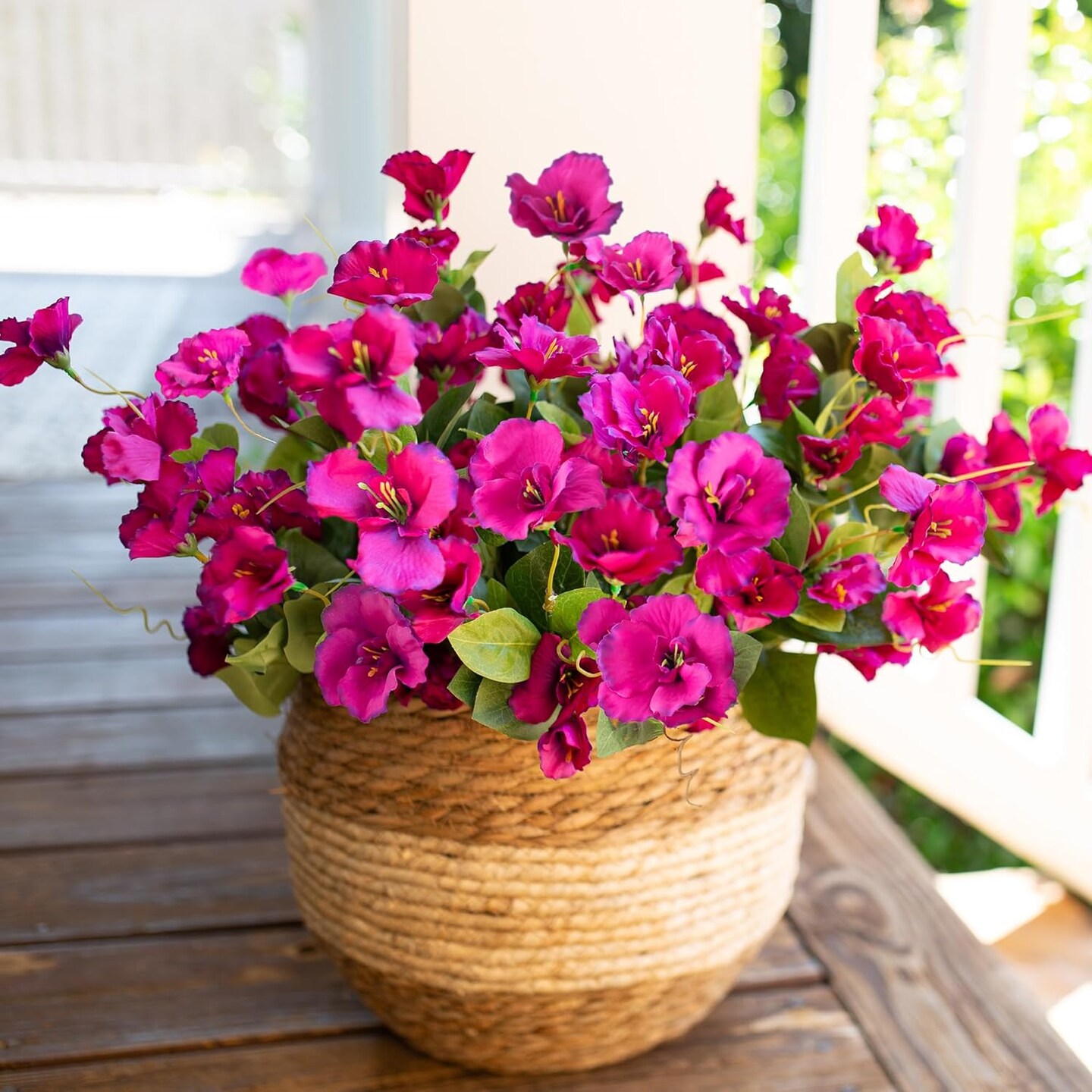 Hibiscus Artificial Flowers Plants for Outdoors Decor, 6 Bundles Silk Hibiscus Bouquet Tropical Flowers Artificial Realistic UV Resistant Fake Flowers