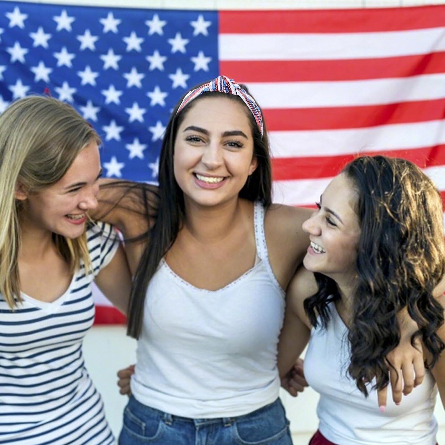 4th of July Headband for Women American Flag Knotted Headband Red White and Blue Sequin Patriotic Hairband USA Independence Day Head Band Hair Accessories Gift