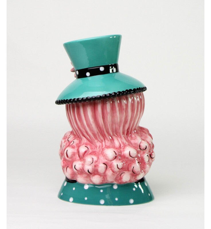 Ceramic Dollymama Pink Hair Lady Candy Box by Joey Heiberg, Kitchen Decor, Gift for Her