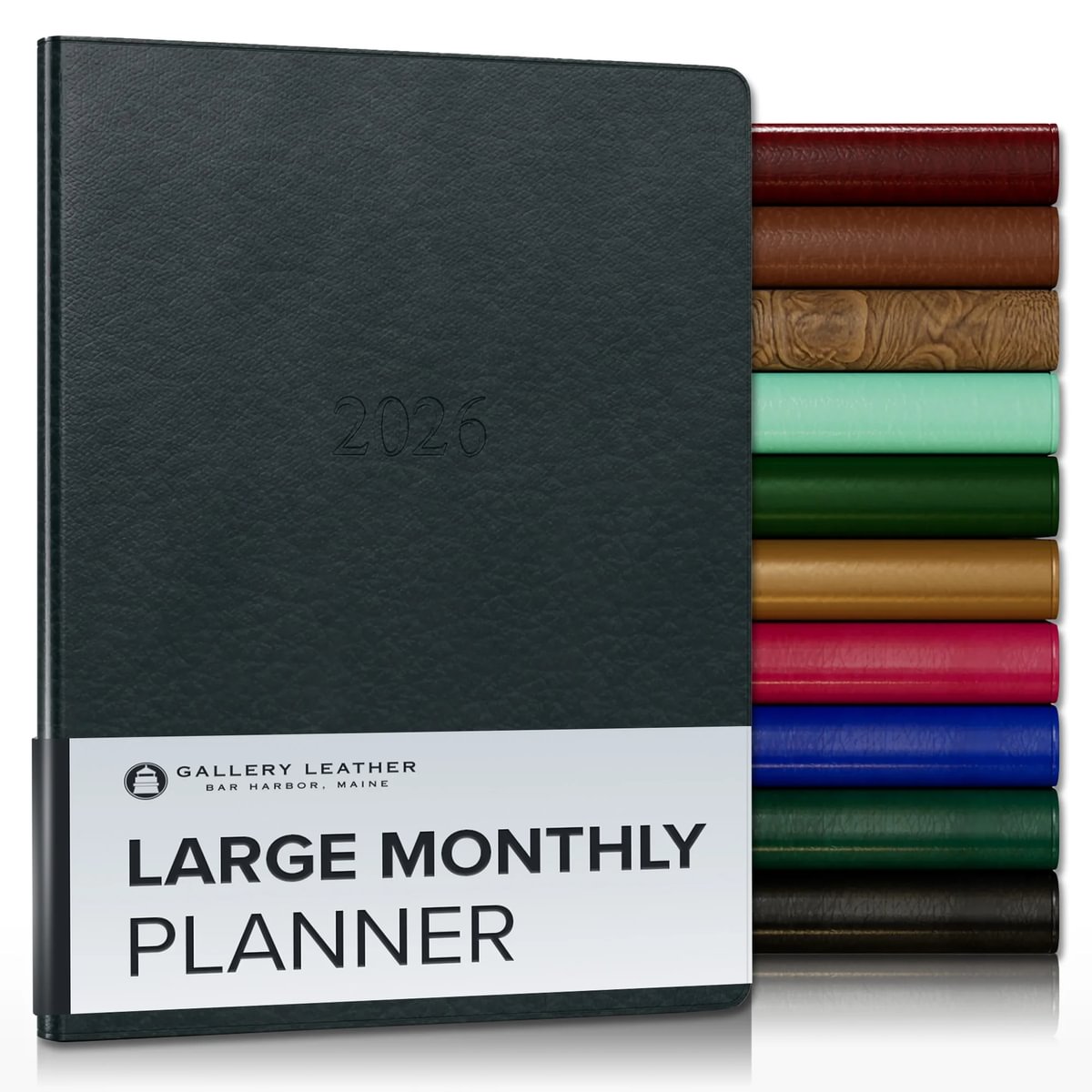 Gallery Leather Large Monthly Planner 2026, Elegantly Bound Calendar Planner and Notebook with Stylish Gold-Gilded Page Edges, 18 Months - 9.75 x 7.5 "