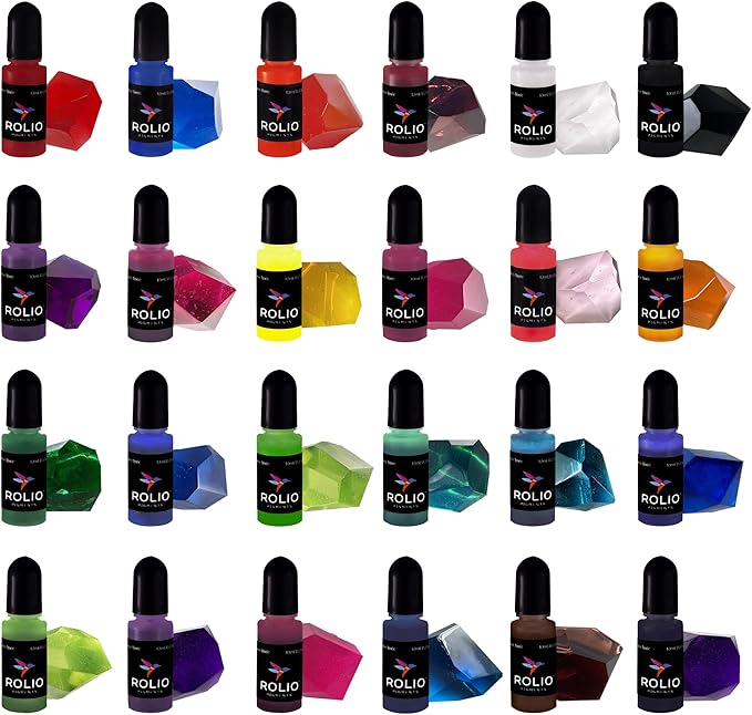 24 Vibrant Colors for Epoxy Resin, Jewelry Making, Acrylic Paint, Art, DIY Crafts Production, Garment Accessories - 0.33 oz/10 ml Each