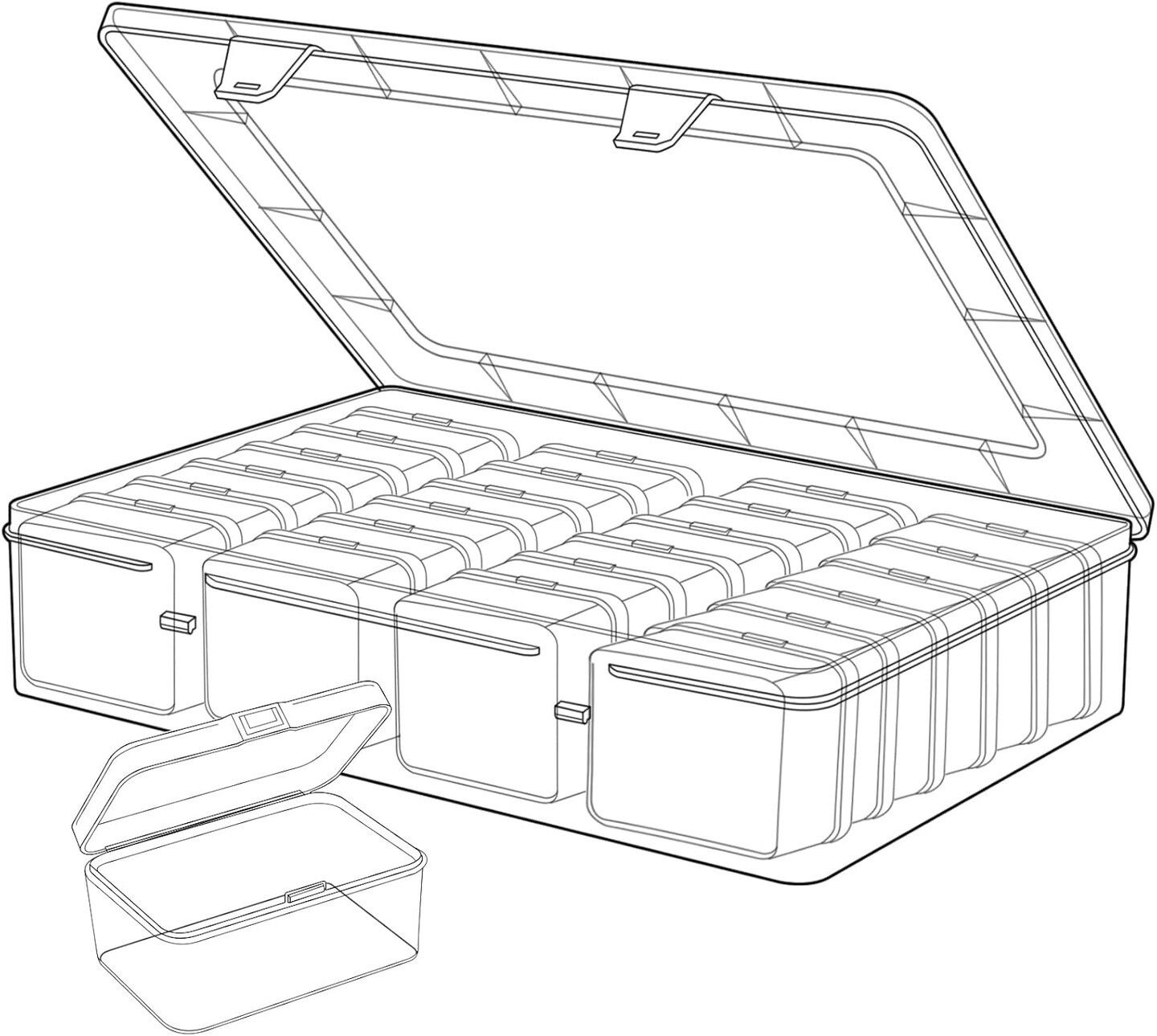 25PCS Small Bead Organizer Boxes – Clear Rectangle Storage Containers with Lids for Jewelry Making, Crafts, Nails, Screws, Seeds & Small Parts, Includes Labels