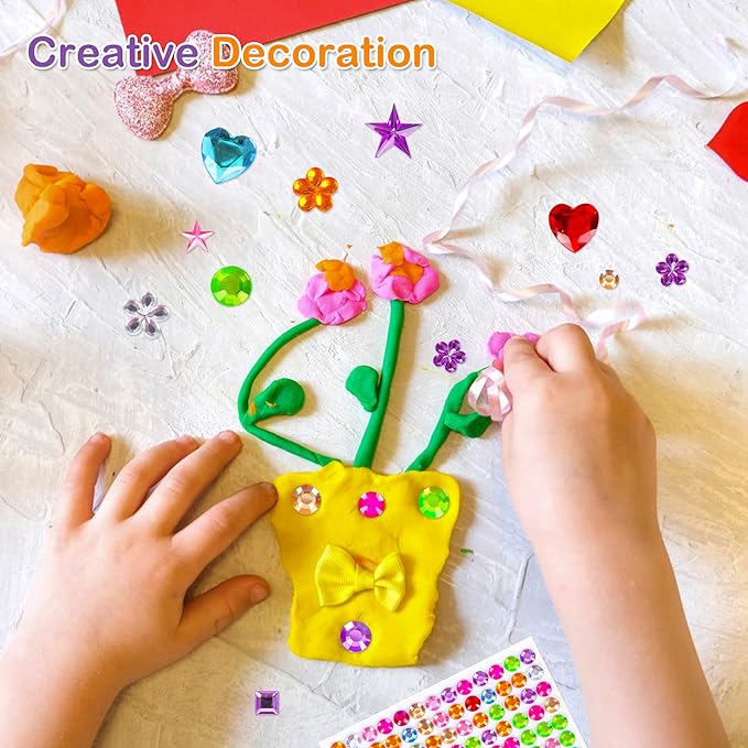 880pcs Gem Rhinestones for Crafts - Self Adhesive Acrylic Gems DIY Decorative Diamond Stickers, Small Stickers for Kids