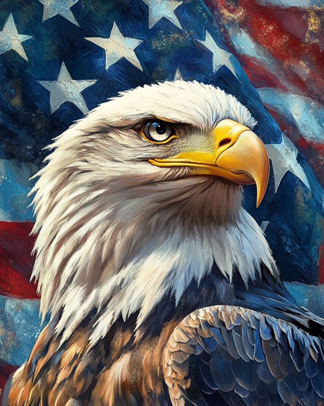 Independence Day Paint by Numbers Kit for Adults,Bald Eagle Oil Painting Art by Number Kits,4Th of July Acrylic Paintworks Art Craft for Home Decor Without Frame 16x20 Inch.