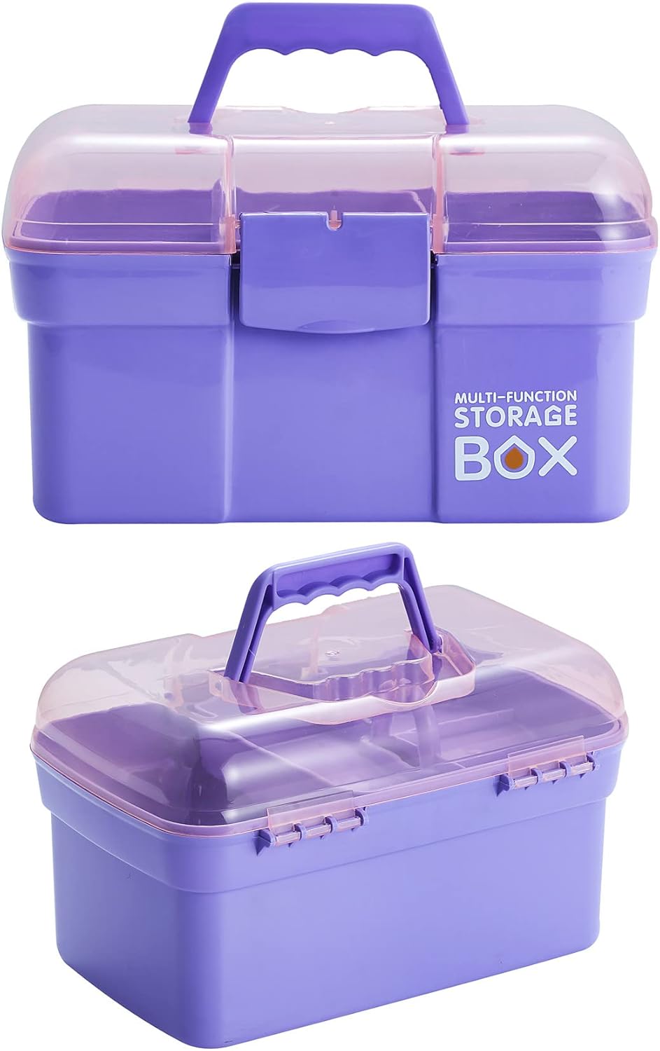 11&#x22; Plastic Box Organizer with Removable Tray &#x2013; Sewing Box Organizer (Purple)