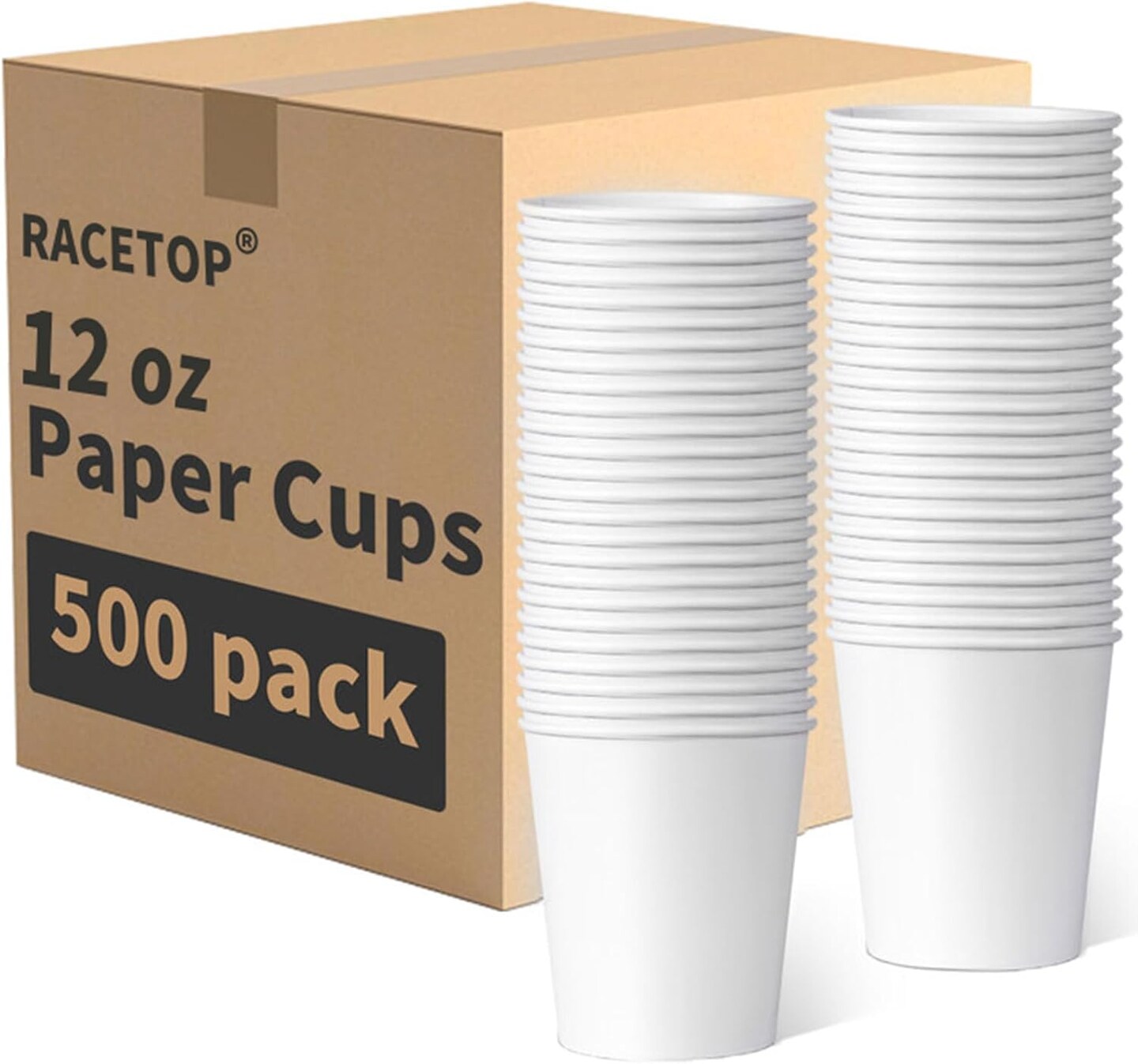 [500 pack] Disposable Coffee Cups 12 oz, Paper Cups 12 oz, Hot Cups, Ideal for Hot Drinks, Coffee(white)