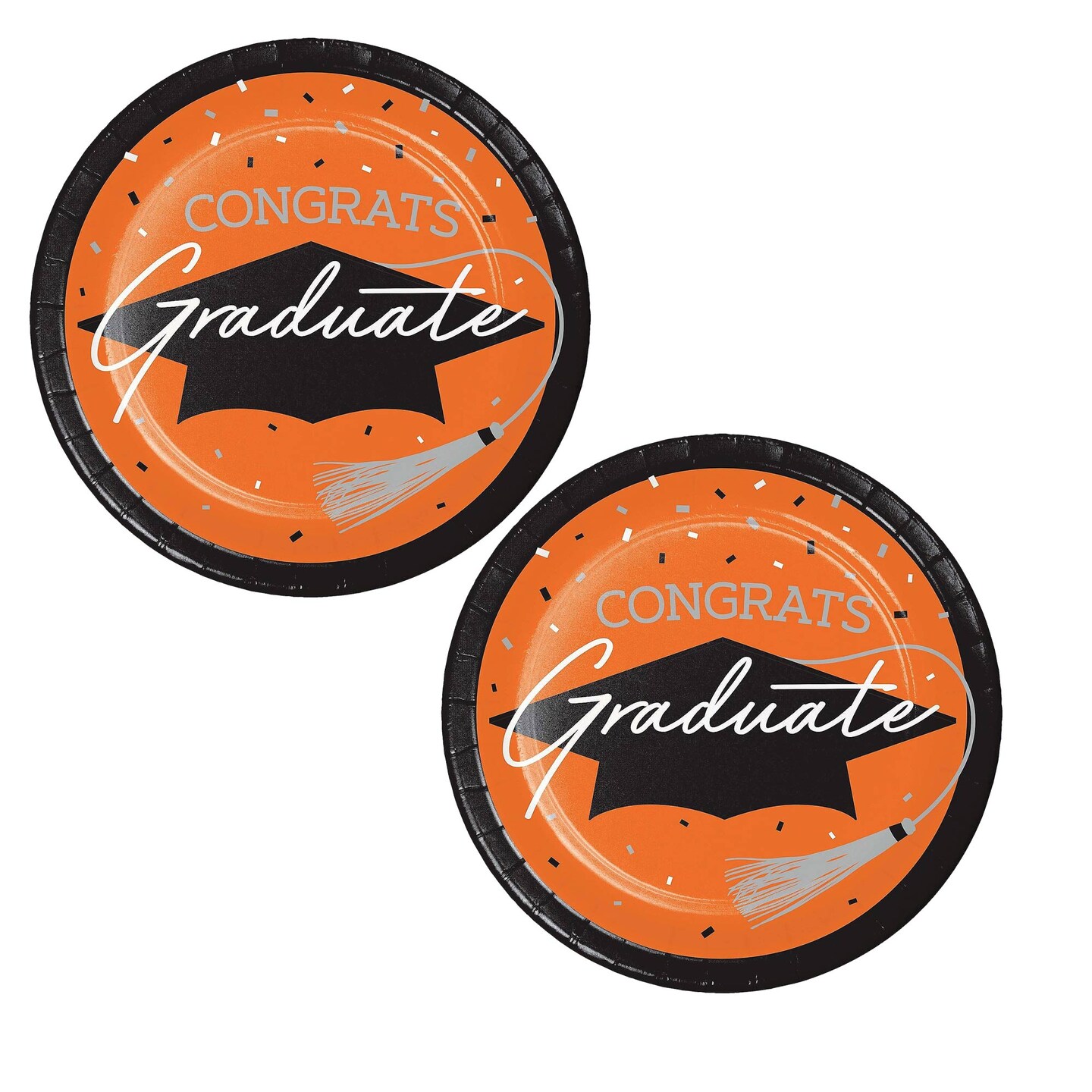 Celebrate in style with Creative Converting School Spirit Orange Graduation Dessert Paper Plates 54 Count