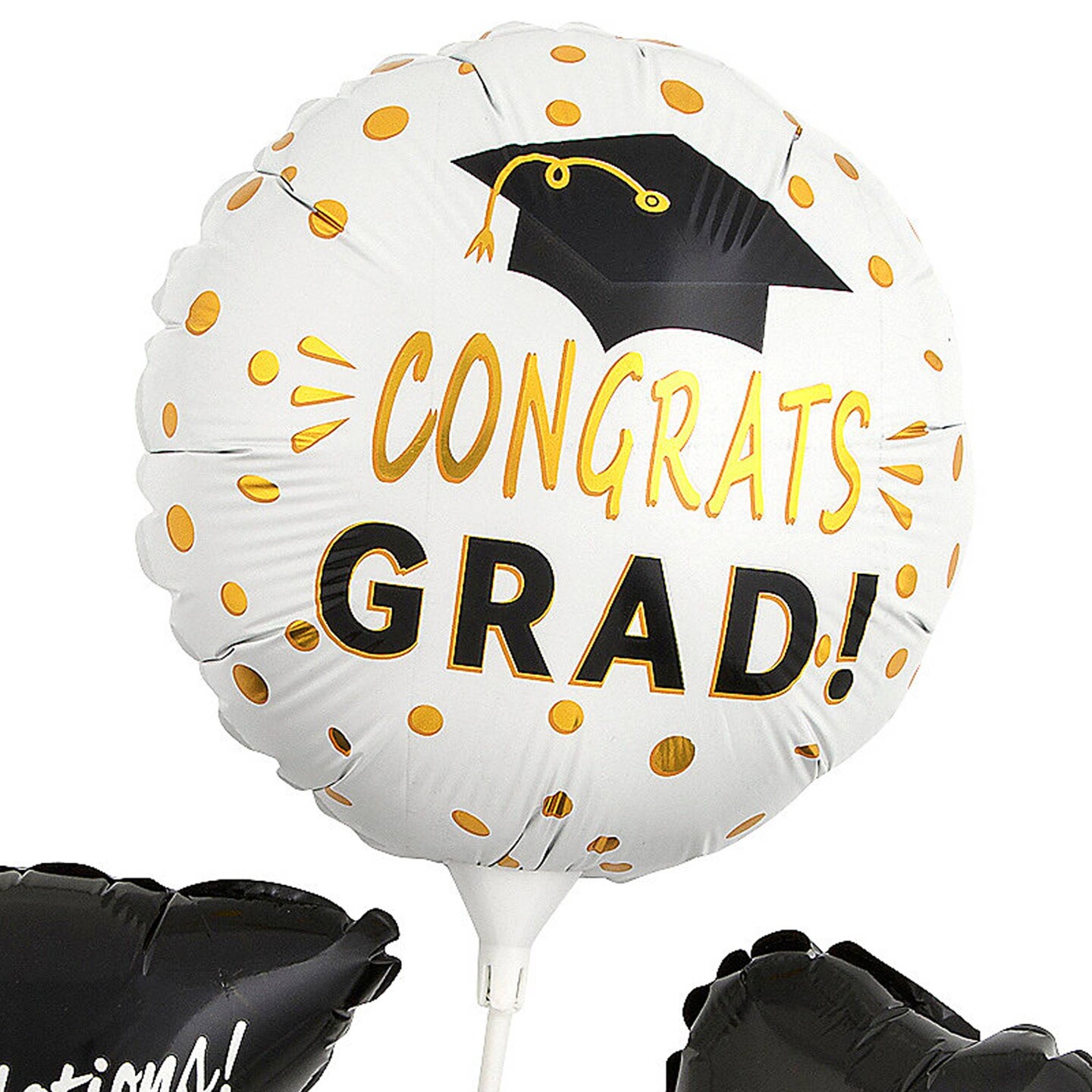 Graduation Party Mylar Stick Balloons Assortment 3ct, 8.5&#x22; x 15&#x22;