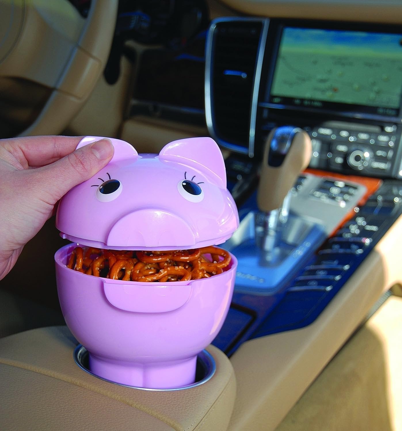 Hutzler PigOut CarGo Travel Container - Take Snacks On The Go - Fits Most Cup Holders