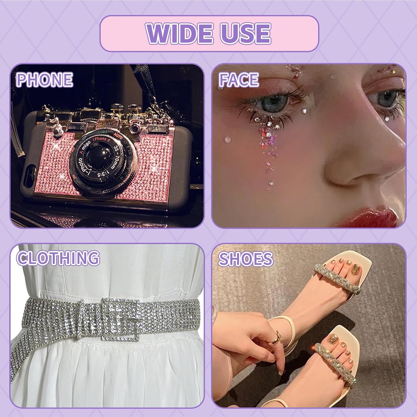 1800 PCS Self Adhesive Rhinestone Stickers, Gem Sticker for Face, Hair, Craft, Clothes, Shoes, DIY, 3 mm to 5 mm Multicolored Diamond Stickers for Body Art