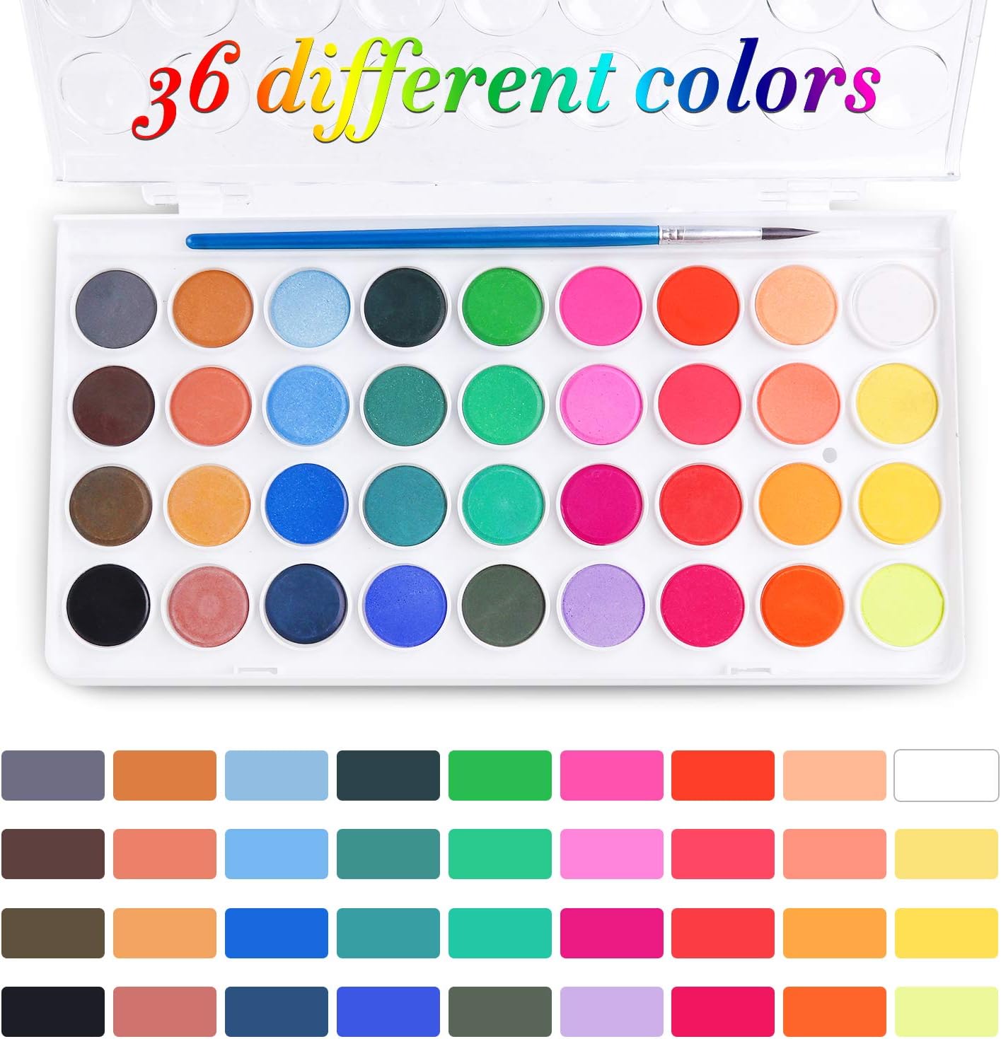 Watercolor Paint Set, with a Watercolor Paint, 36 Color,and a Package of 10 Brushes of Different Sizes, The Best Gift for Beginners, Children and Art Lovers.