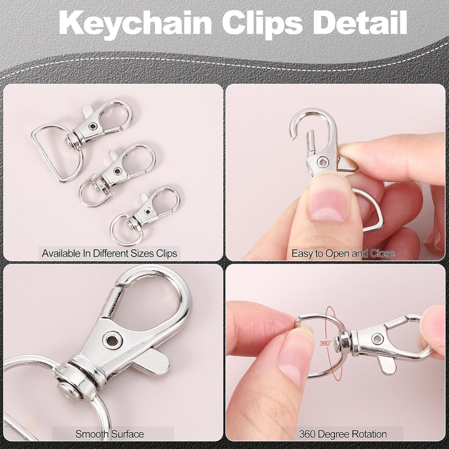 460PCS Keychain Making Kit, Key Chain Clips with Key Rings Bulk, Metal Lobster Claw Clasp, Swivel Snap Hook, Jumprings & Extender Chain for Crafts, DIY Keychain Accessories Supplies