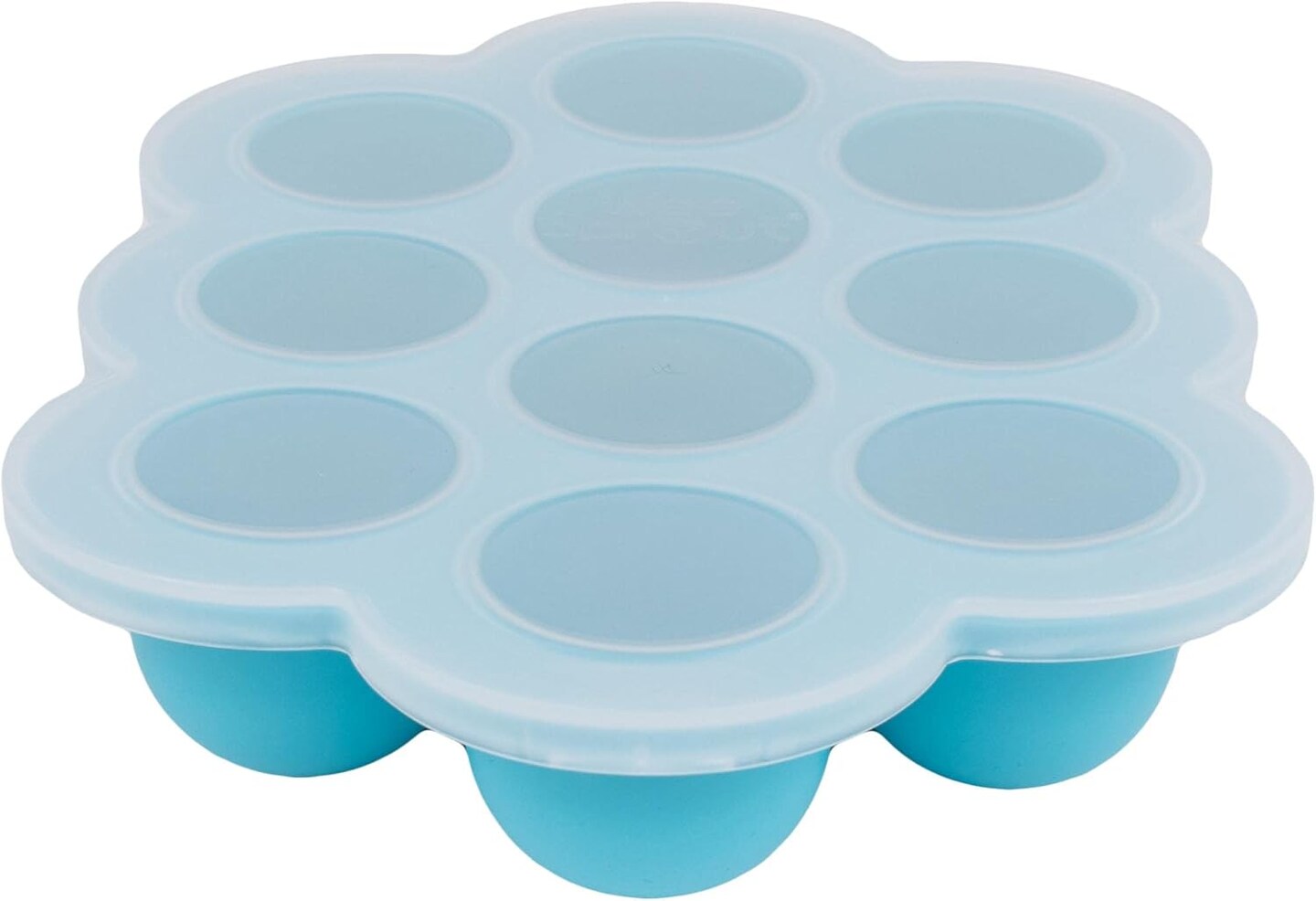 Silicone Freezer Tray with Clip on Lid Perfect Food Storage Container for Homemade Baby Food, Vegetable, Fruit Purees, and Breast Milk (Bright Blue, Ten 1.5 Ounce Sections)