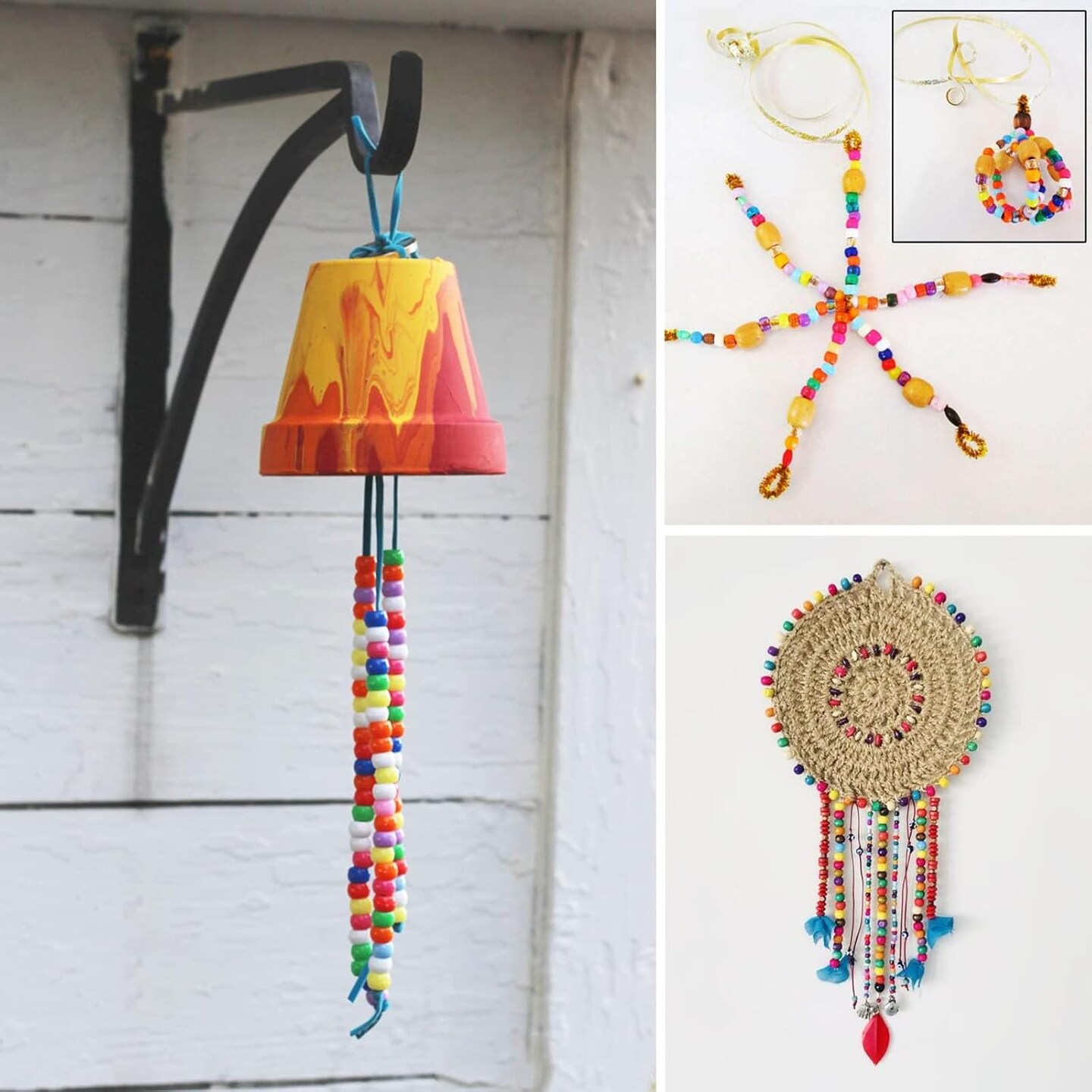 Pony Beads 3600 Pcs 6x9mm Multi-Colored Plastic Craft Beads Set, Bulk Rainbow Hair Beads 24 Assorted Colors for DIY Crafting Jewelry Making