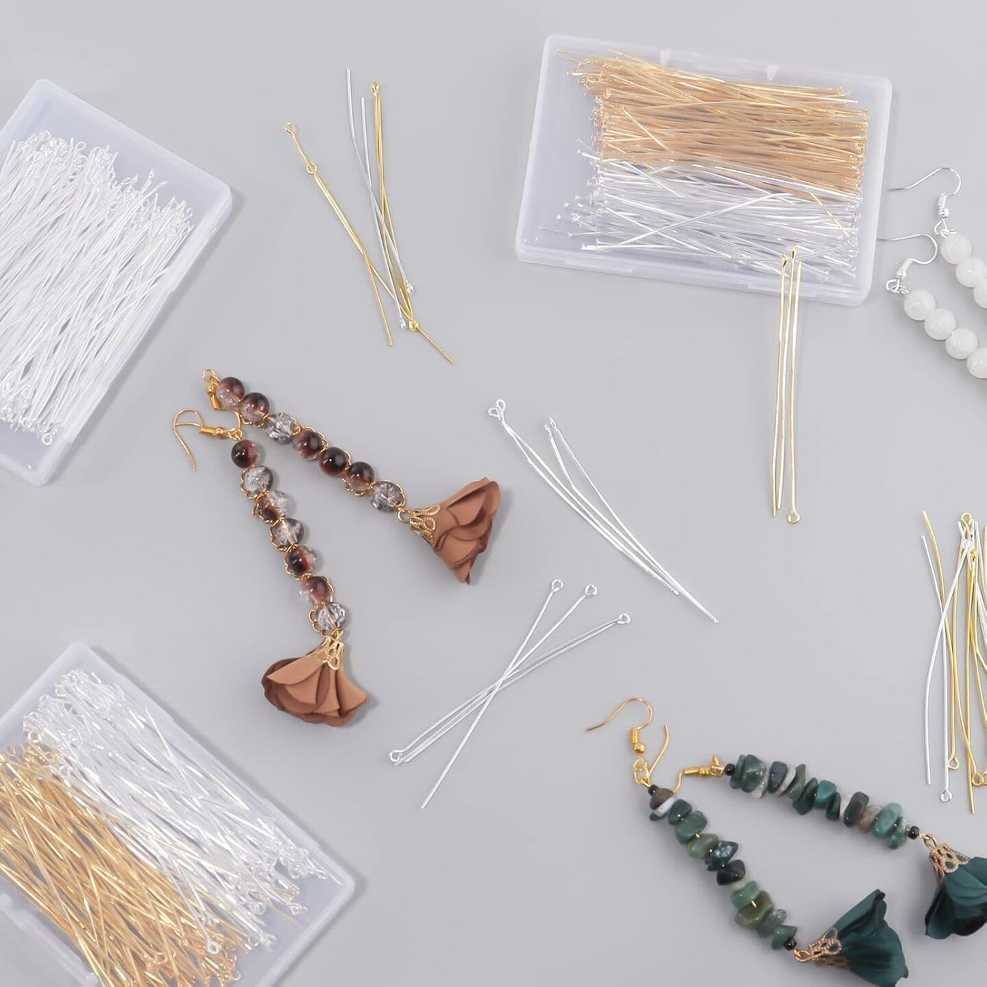 200 Pcs 70mm/2.76 Inch 21 Gauge Straight Head Pins for Craft Earring Bracelet Necklace Pendant DIY Jewelry Making, Silver & Gold Color