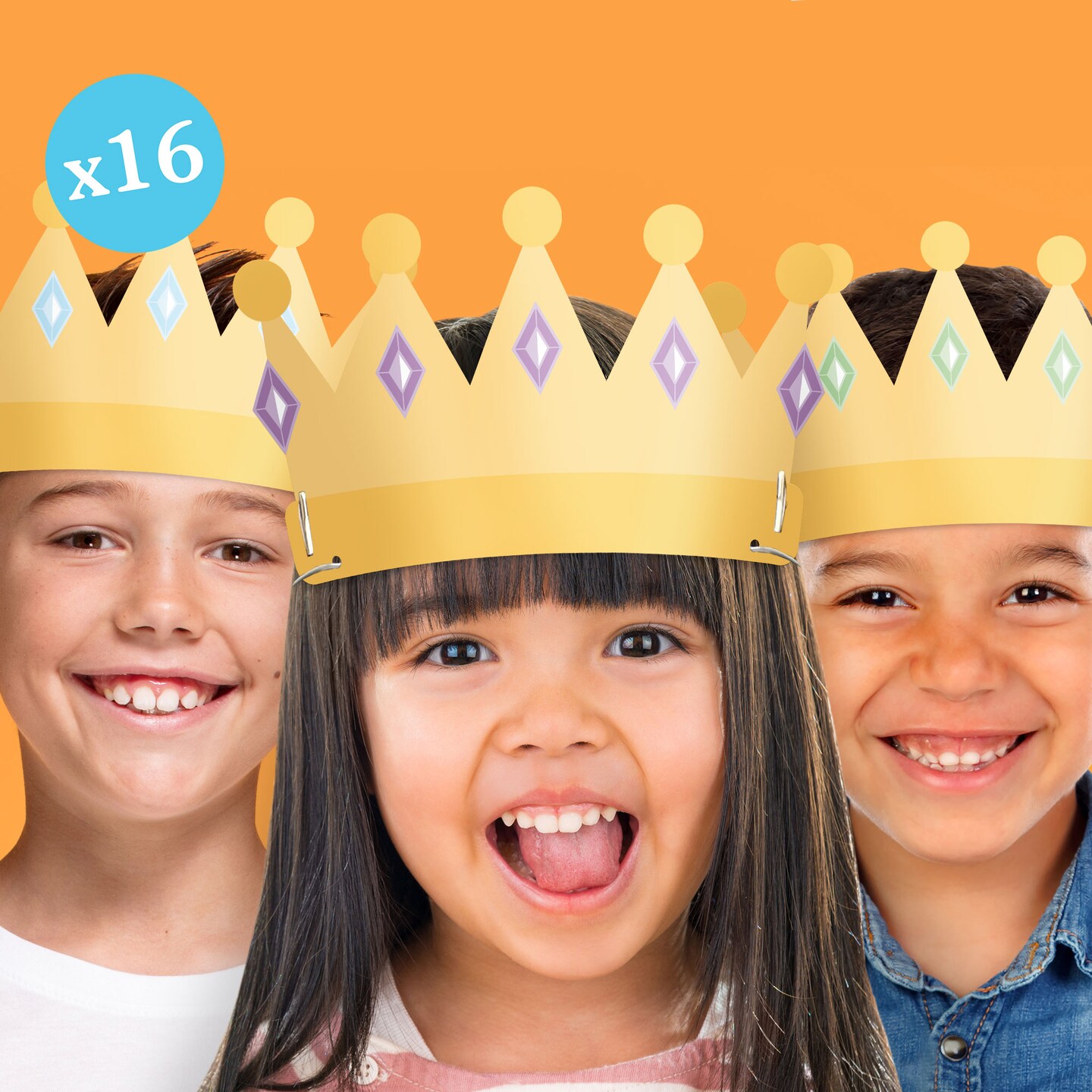 Big Dot of Happiness Paper Crown Headbands for Kids Prince or Princess Birthday Party, DIY Royal Crowns Party Hat Favors, 16 Count