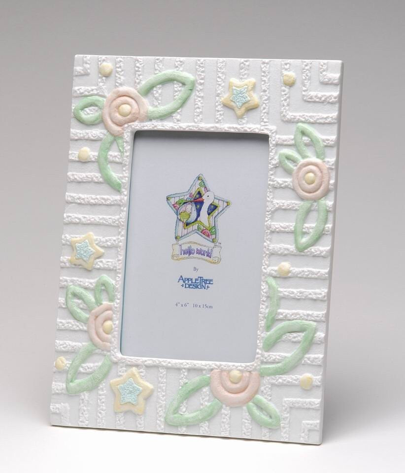Ceramic Baby Photo Frame for 4&#x22; x 6&#x22; Photos, Baby Shower Gift, Gift for New Parents, Nursery Room Decor