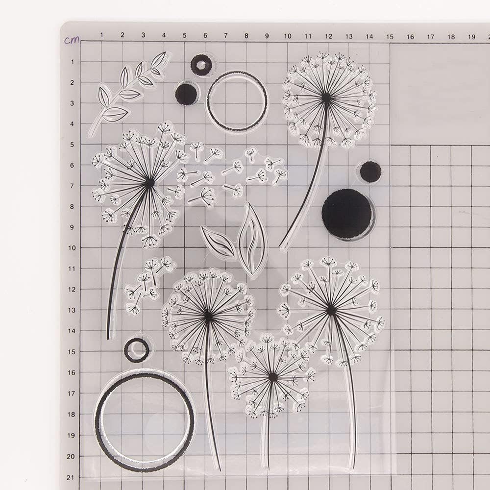 Dandelion Clear Stamps Silicone Stamp Cards with Sentiments,Leaf Transparent Seal Stamps