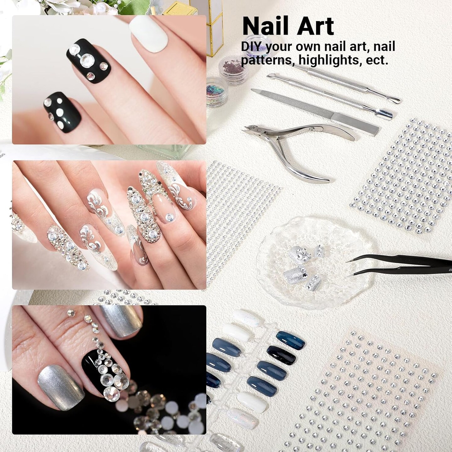 Clear Self Adhesive Rhinestone Stickers, 2790 PCS Round Gem Sticker for Crafts, Crystal Jewel Sticky Rhinestone for Scrapbooking Embellishments, DIY Crafts, Wedding, Decor, 4 Sizes(3/4/5/6mm)