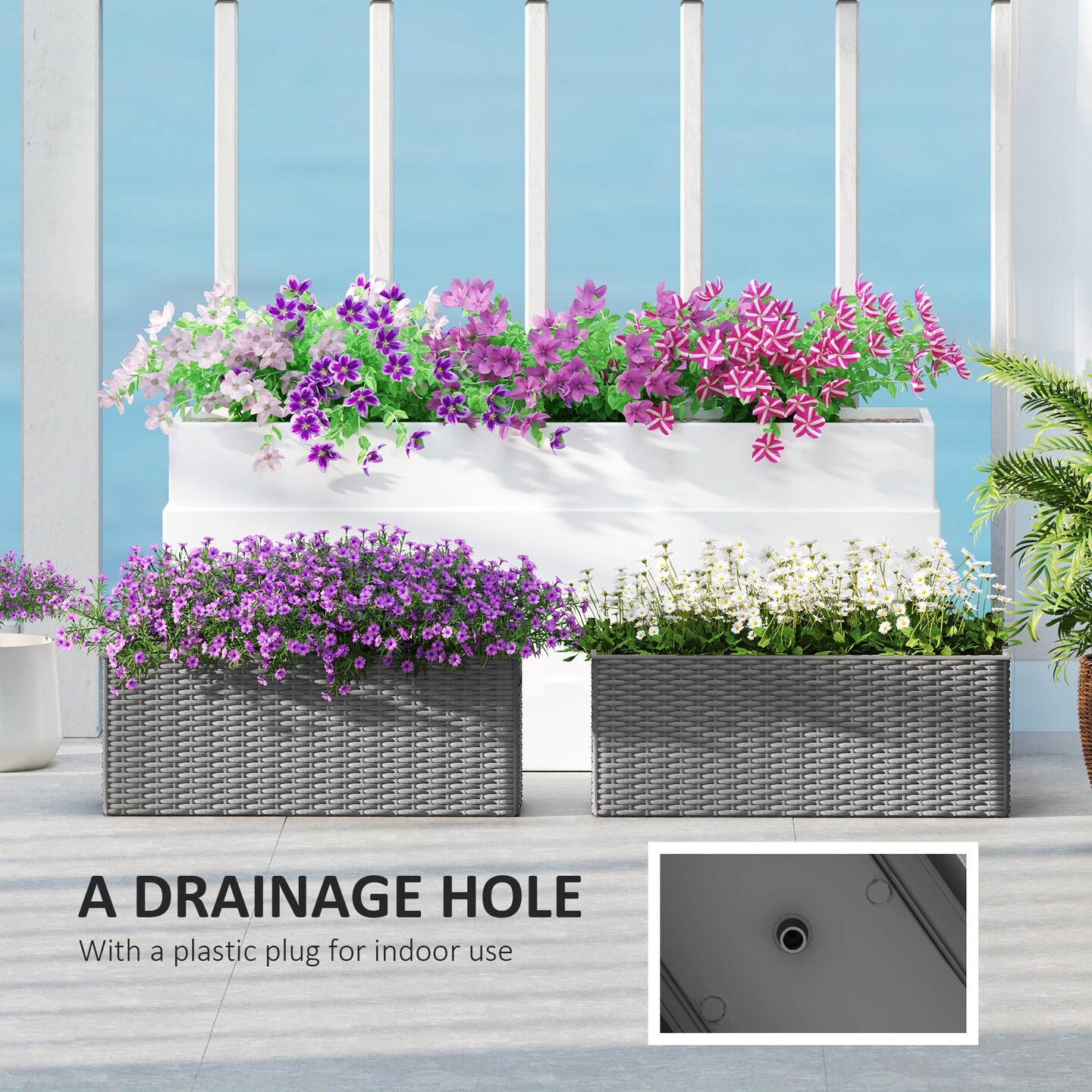 20&#x22; Self-Watering Hanging Planter Box with Hooks Set of 2