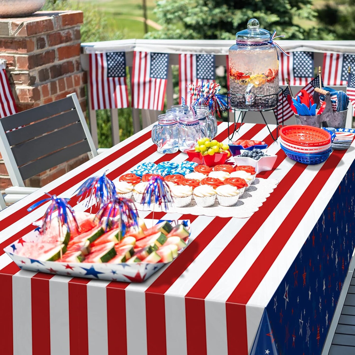 3Pcs Patriotic Tablecloths for 4th of July Decorations