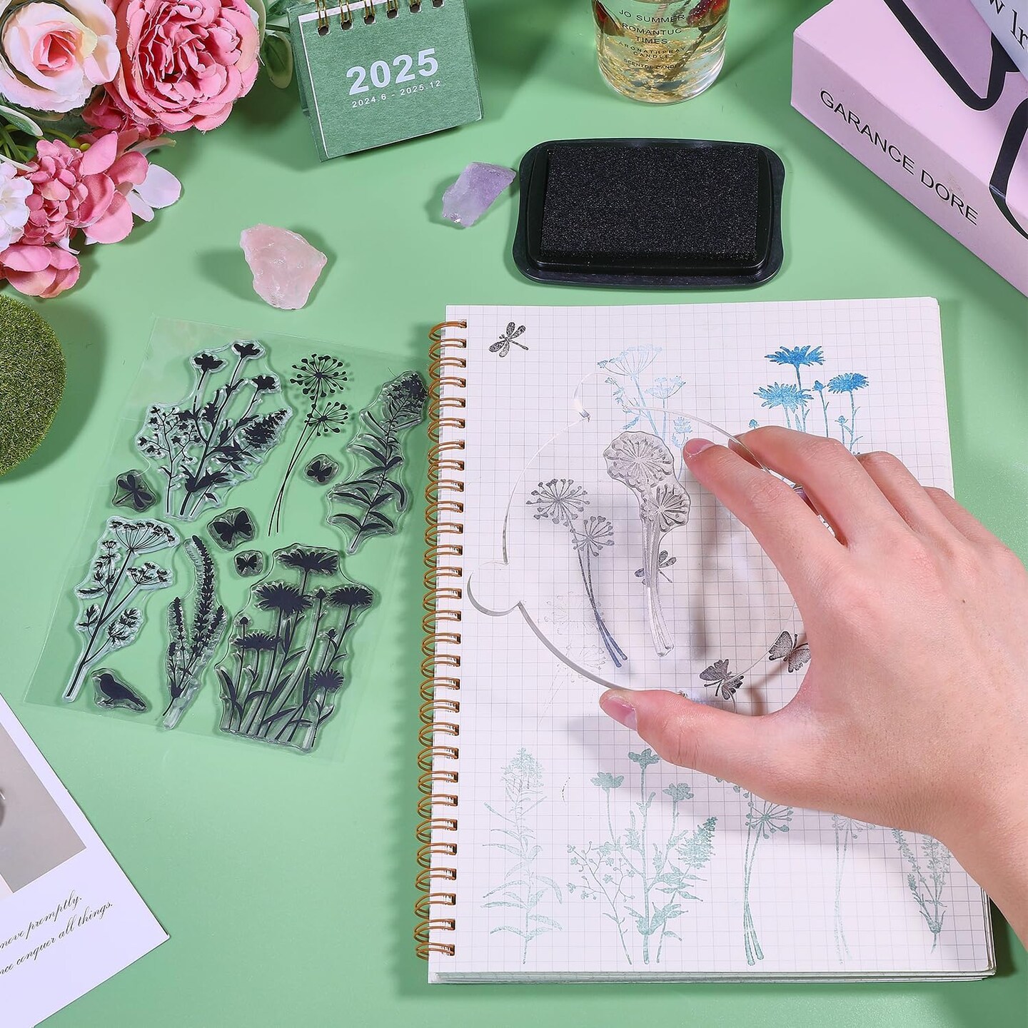 Plant Silhouette Silicone Clear Stamp Flowers Leaves Transparent Silicone Stamps Daisy Lavender Wildflower Transparent Stamp