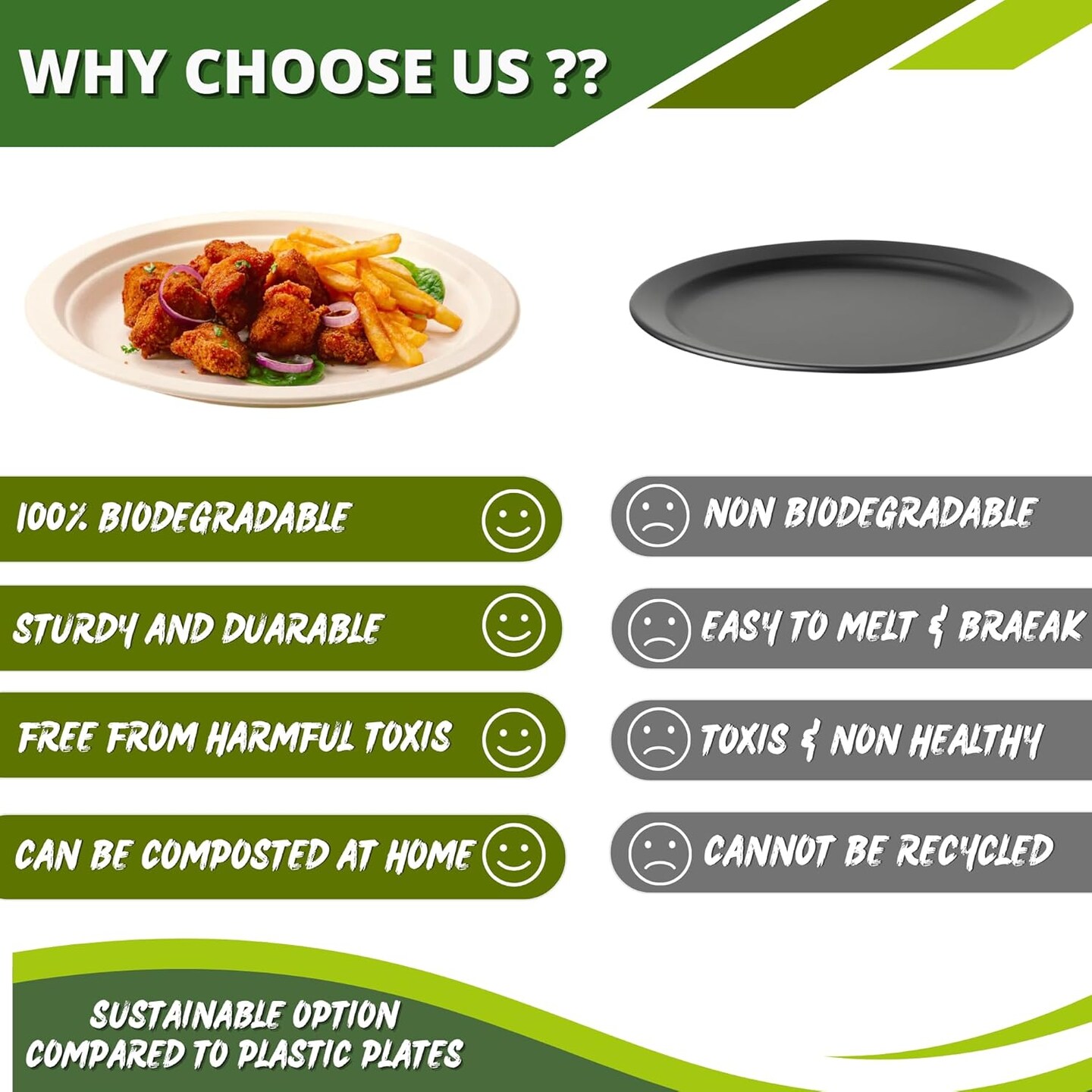 Compostable Paper Plates, 400 PCS Heavy-Duty Compostable Plates, Party Paper Plates &#x26; bowls (10 inch &#x26; 20 oz) Forks, Knives, Spoons, Cups &#x26; Napkins for Party, 50 Guest