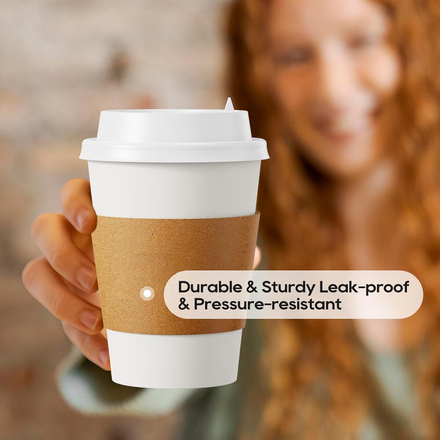 12 oz Disposable Paper Coffee Cup with Lids, Sleeves, and Stirrers, Hot/Cold Beverage Drinking Cup for Water, Juice, Coffee or Tea, Suitable for Home, Shops and Cafes, [100 Pack]