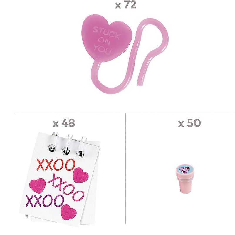 Bulk Value Valentine&#x2019;s Day Novelty Toy Handout Kit 170 Pc