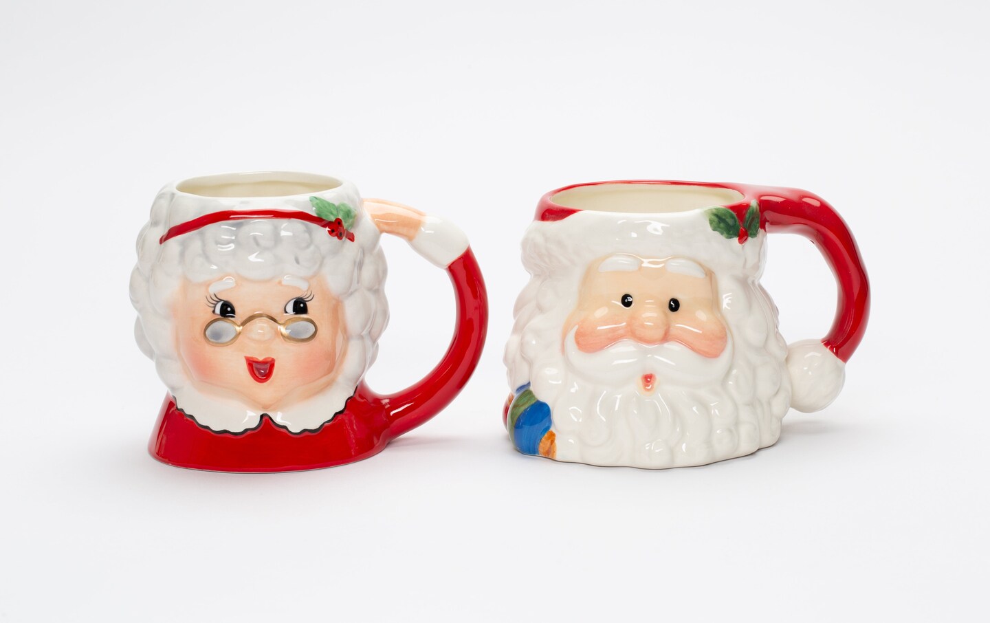 Ceramic Santa Claus and Mrs. Claus Mugs Pair, Home D&#xE9;cor, Gift for Her, Gift for Mom, Kitchen D&#xE9;cor, Christmas D&#xE9;cor