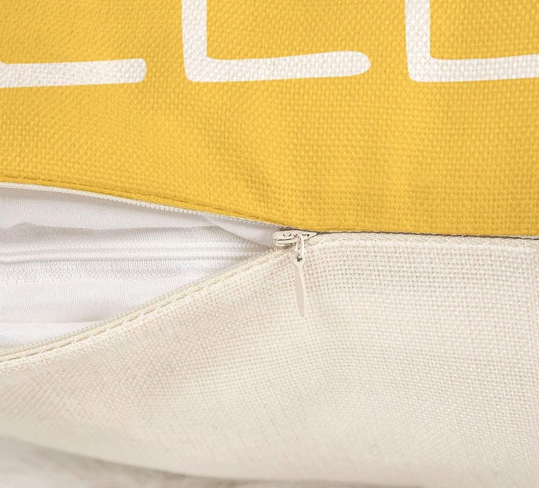Hello Sunshine Pillow Cover Farmhouse Yellow Lumbar Pillow Cover Spring Summer Decorations Cushion Case for Sofa Couch Polyester Linen 12x20 Inches