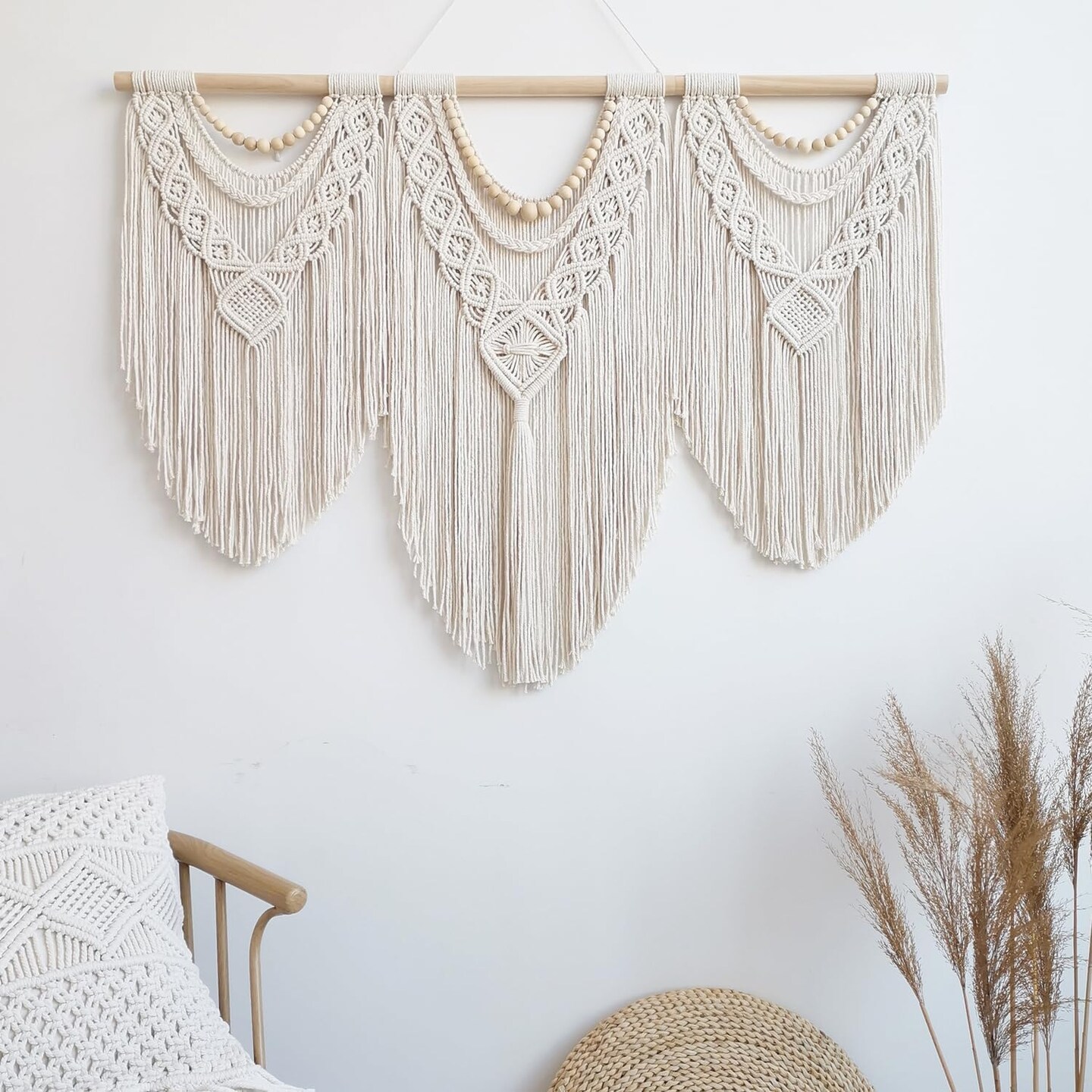 Large Macrame Wall Hanging Decor - Boho Tapestry Macrame Wall Decor Art- Chic Bohemian Handmade Woven Tapestry Home Decoration