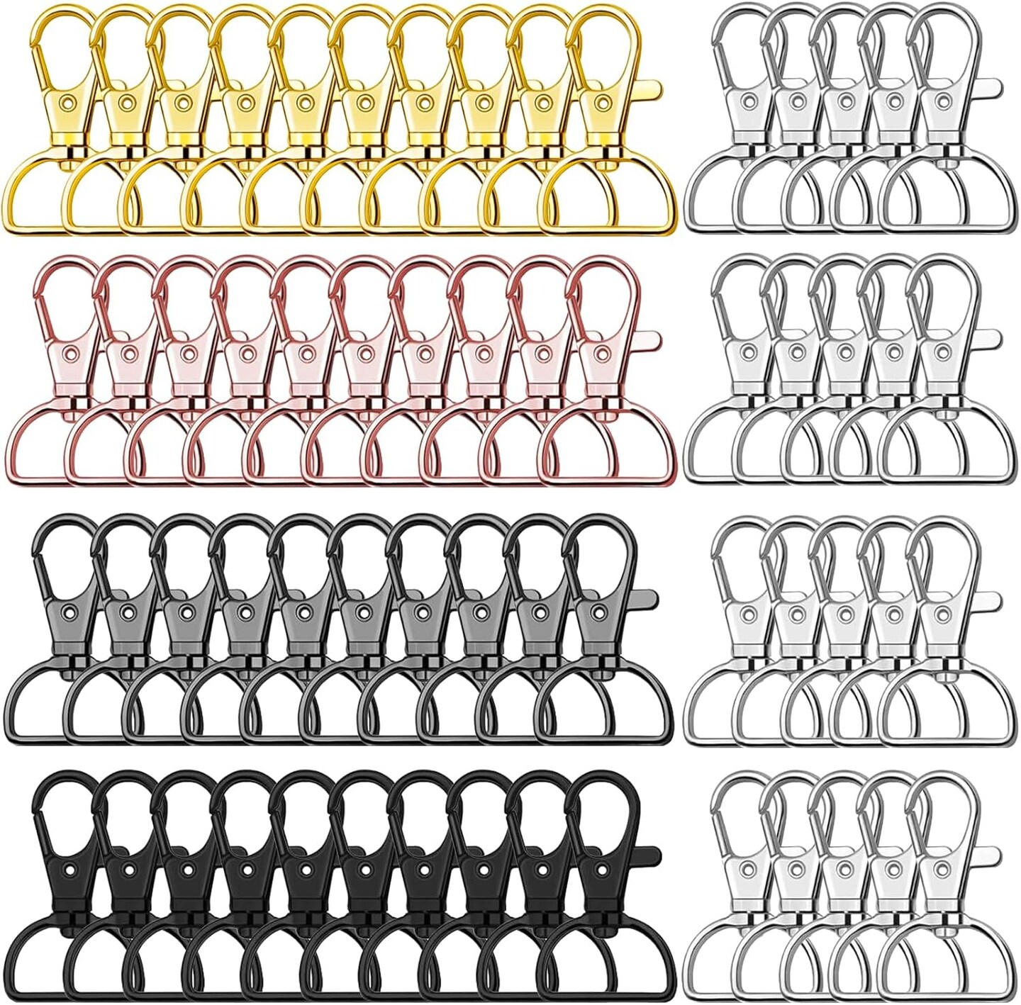 Swivel Snap Hooks and Key Rings, 60 Pcs Key Chain Hooks with Key Chain Ring, Lobster Claw Clasps for Keychains, Keychain Clips, Crochet Crafts, Lanyard, Jewelry Making, 5 Colors