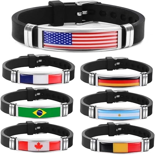 United States Of America Flag Bracelet Silicone Chain Wristband Souvenir, USA Fashion Handmade Bracelet For Man &#x26; Woman Special Day&#x27;s Gift and 4th of July, Flexible size