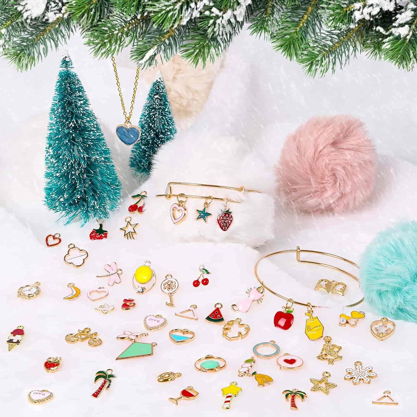 200Pcs Charms for Jewelry Making, Assorted Jewelry Bangle Charms, Wholesale Mixed Bulk Metal Earring Charms for DIY Necklace Bracelet Jewelry Making and Crafting (Assorted Color)