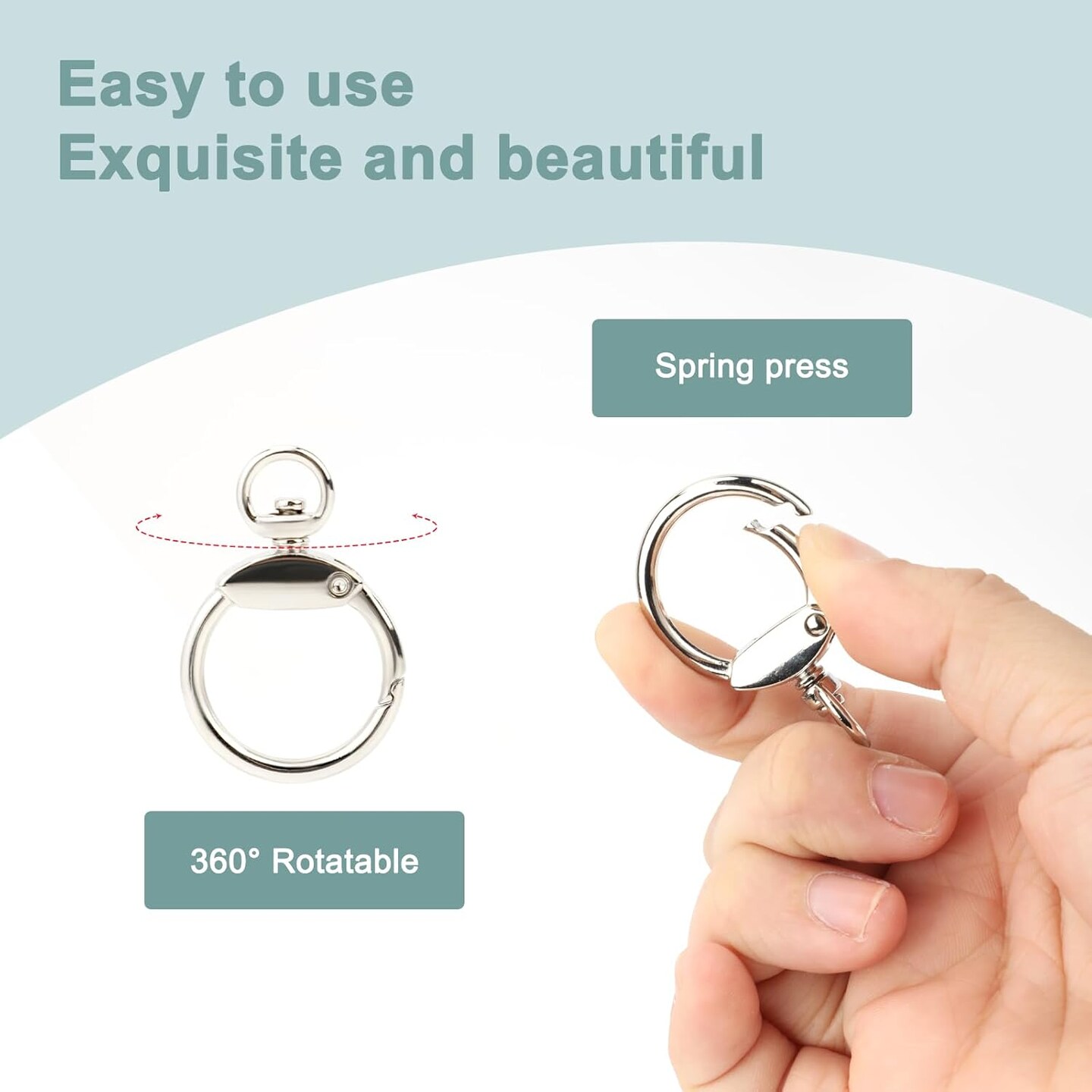 12pcs Round Spring Snap Hooks Swivel Ring Carabiner Clips Eyelet O Rings Buckle for Bags Belts Keychain Purses DIY Accessory (Gold)