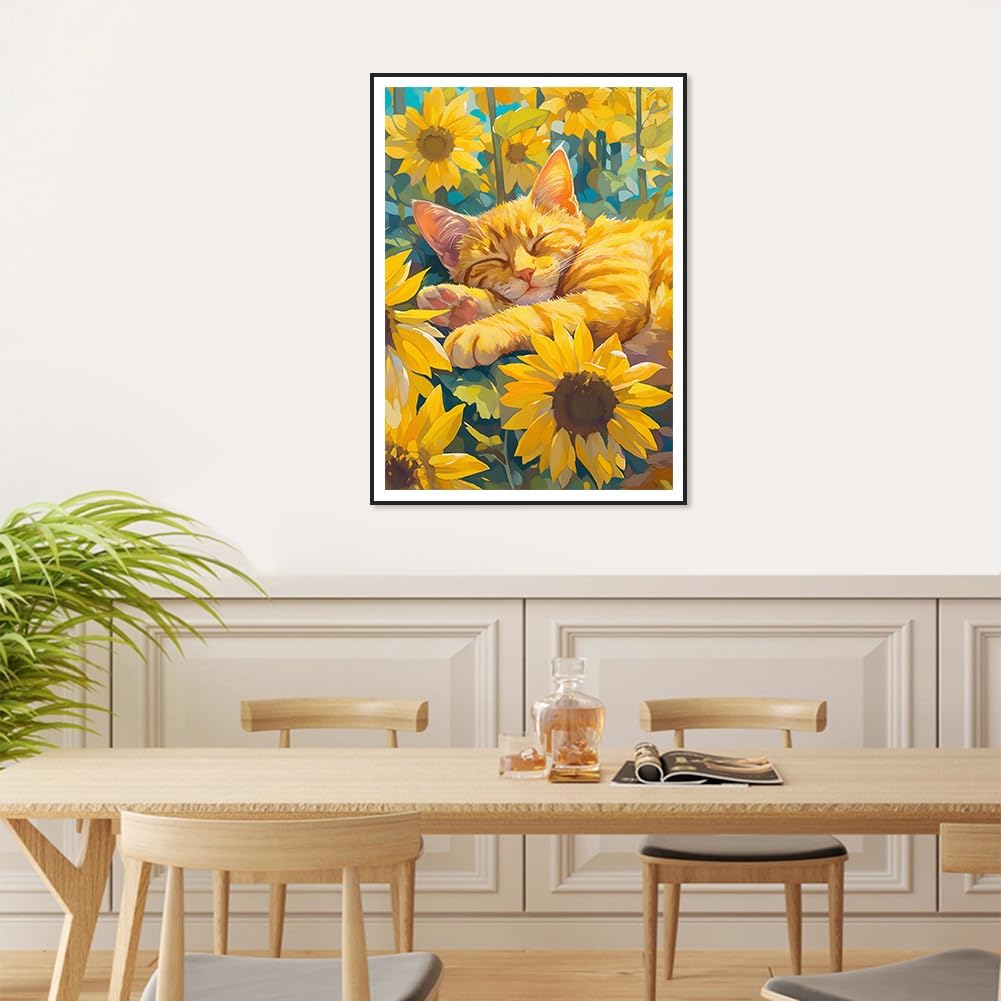 Orange Cat Diamond Art Painting Kits for Adults, Diamond Art Kits for Beginners, 5D DIY Full Drill Gem Craft for Home Decor Gift 12x16inch/30x40cm, Animal