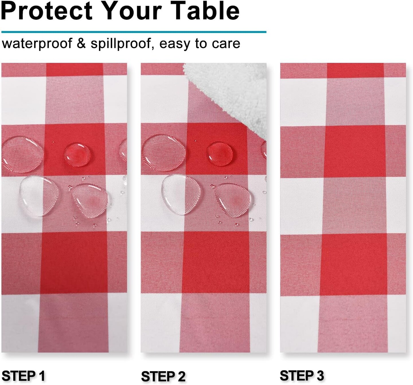 Red and White Checkered Rectangle Tablecloth – Stain-Resistant, Waterproof & Washable Plaid Table Cover for Picnic, Holiday Dinners and Kitchen, 60 x 120 Inches