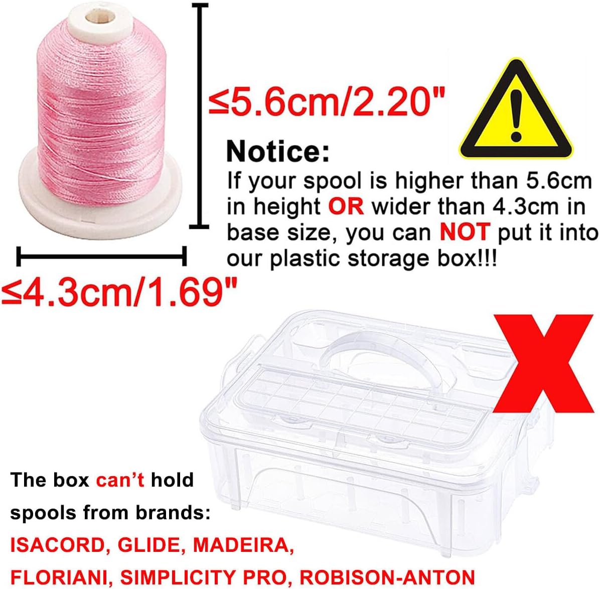 New brothread 1 Layer Stackable Clear Storage Box/Organizer for Holding 20 Spools Home Embroidery & Sewing Thread (Spool Size Requirement: Height≤2.2"/5.6CM; Width≤1.69"/4.3CM)