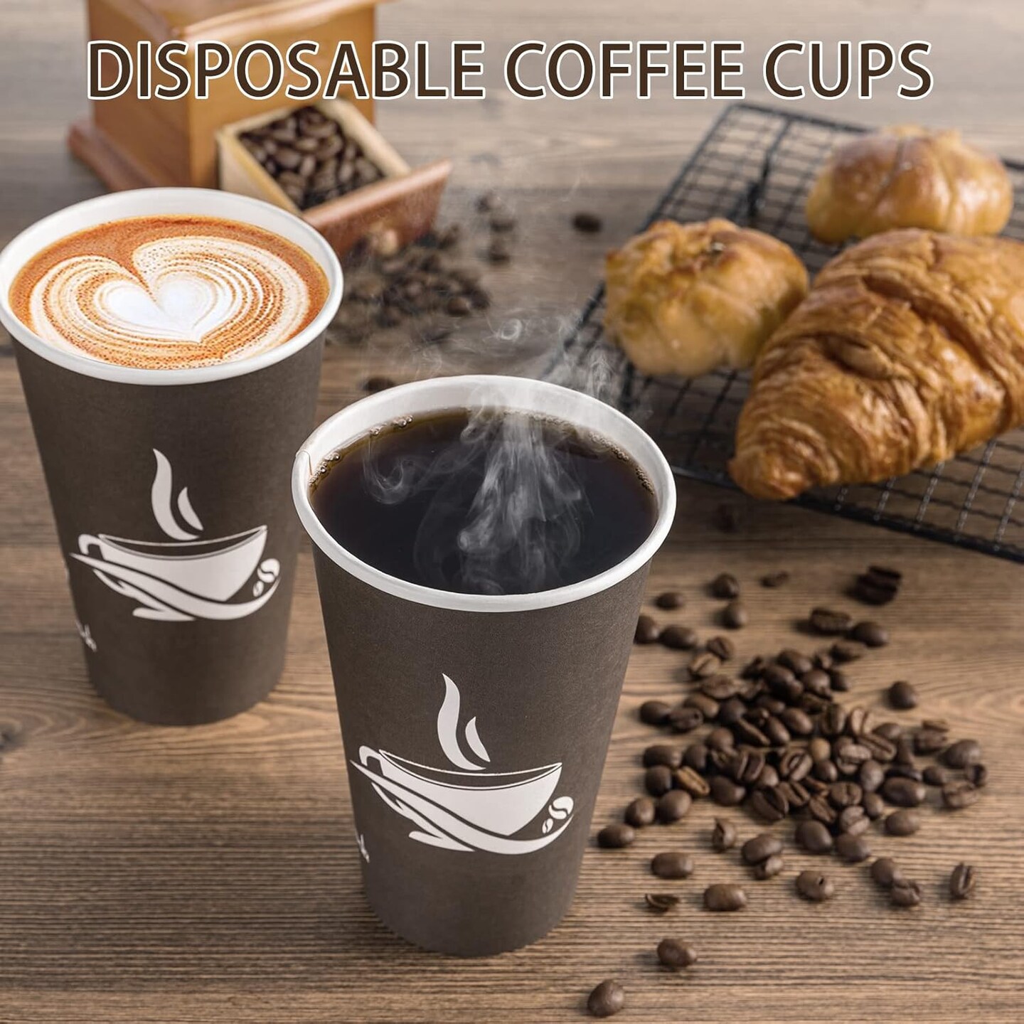 210-pack of 16 oz brown disposable paper cups, perfect for hot beverages at parties, picnics, travel, and events.