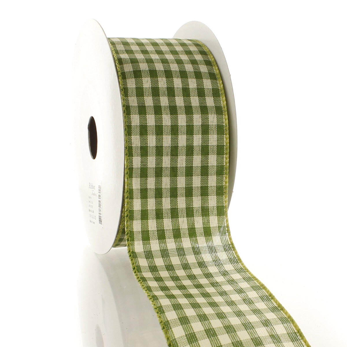 2 1/2&#x22; Wired Ribbon Gingham Plaid Green 10 Yards