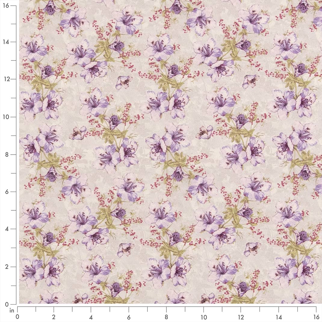 Lilac - Lilac/Purple Floral Upholstery Fabric 54 Inches&#x22;