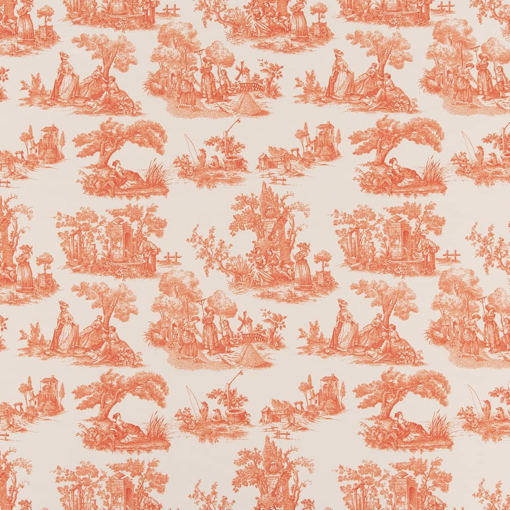 Upholstery Fabric - Orange &#x26; Rust Toile Upholstery Fabric 54 Inches&#x22;